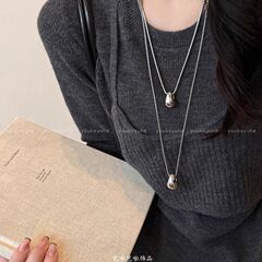 极简风水滴吊坠项链女秋冬百搭简约时尚高级感休闲长款卫衣毛衣链