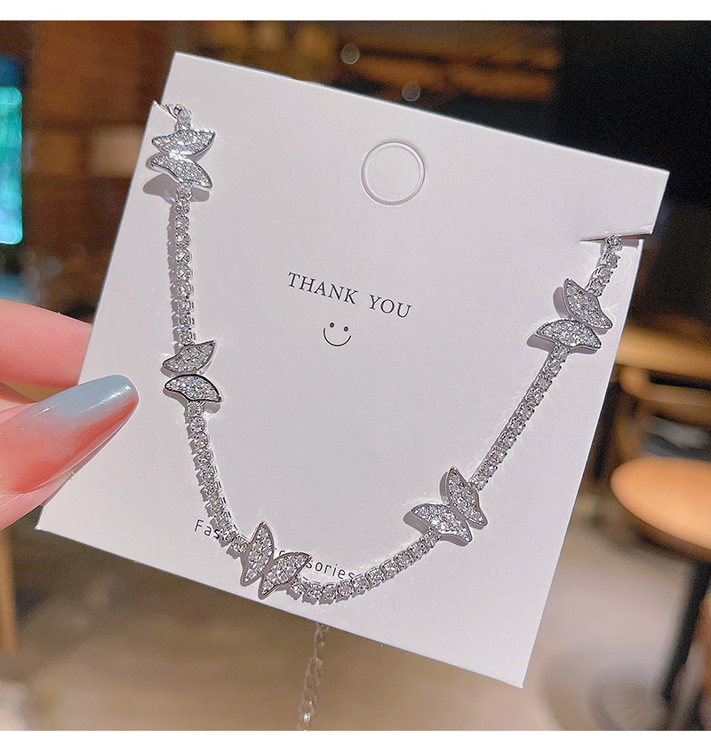 Glam Butterfly Copper Inlay Zircon Necklace