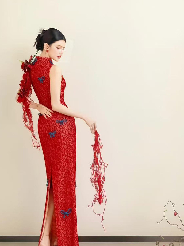 新中式结婚敬酒服2025新款高级感酒红色新娘订婚结婚礼服裙女晨袍|undefined