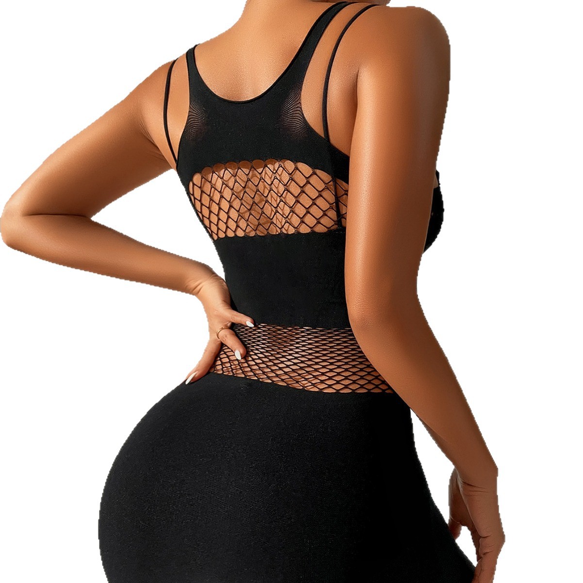 Lencería Sexy de Malla Halter SQ005 de Nylon y Spandex para Fiestas