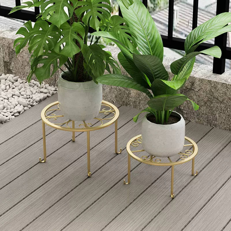 落地式单层铁艺矮花架子阳台客厅花盆架子简约室外绿萝小花架户外