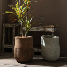 北欧复古风镁泥花盆落地圆形大尺寸户外园艺销售部商场龙舌兰绿植