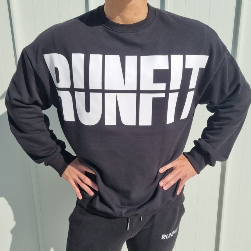 Fitness sweater men's cotton loose training clothes stretch running basketball clothes bottoming shirt fashion round neck sports long sleeve