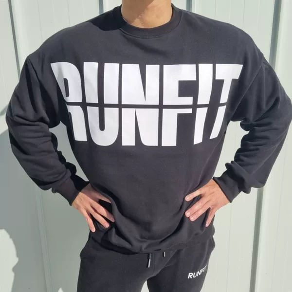 Fitness sweater men's cotton loose training clothes stretch running basketball clothes bottoming shirt fashion round neck sports long sleeve