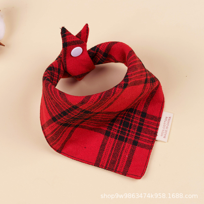 Bebé de algodón bebé babero triángulo BiB Snap de doble capa babero recién nacido niños bufanda a cuadros cuatro estaciones