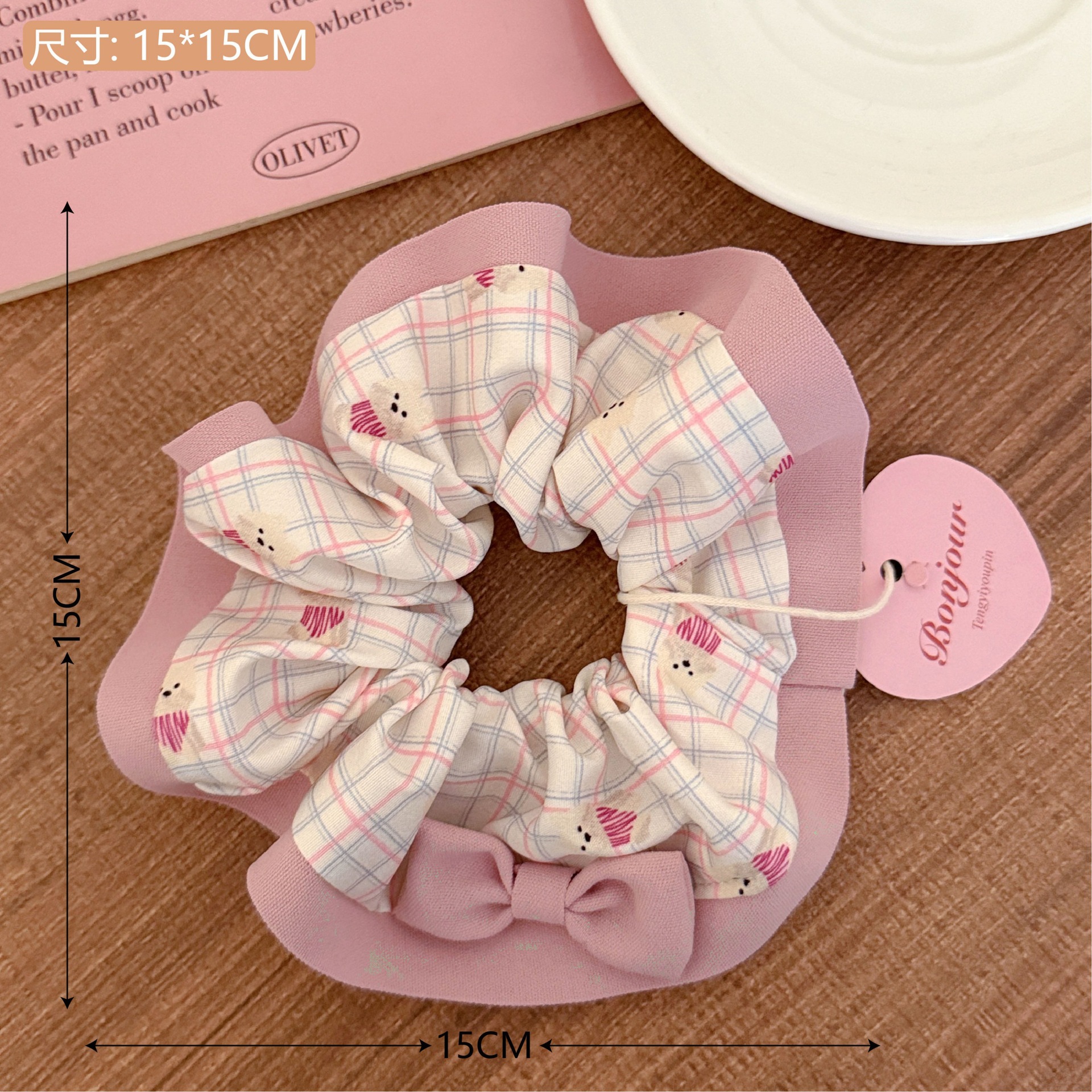 Estilo coreano de alta apariencia de encaje de intestino grueso banda de pelo accesorios para el cabello cuerda de pelo de corazón de niña de todo fósforo pequeño Qing nuevo tocado de cola de caballo de gran altura al por mayor