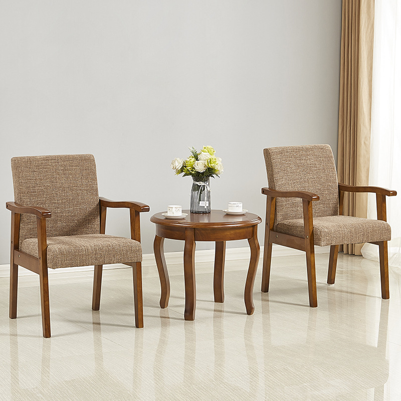 Madera maciza nórdica solo sofá silla respaldo balcón mesa de té silla casa ocio Oficina silla combinación traje