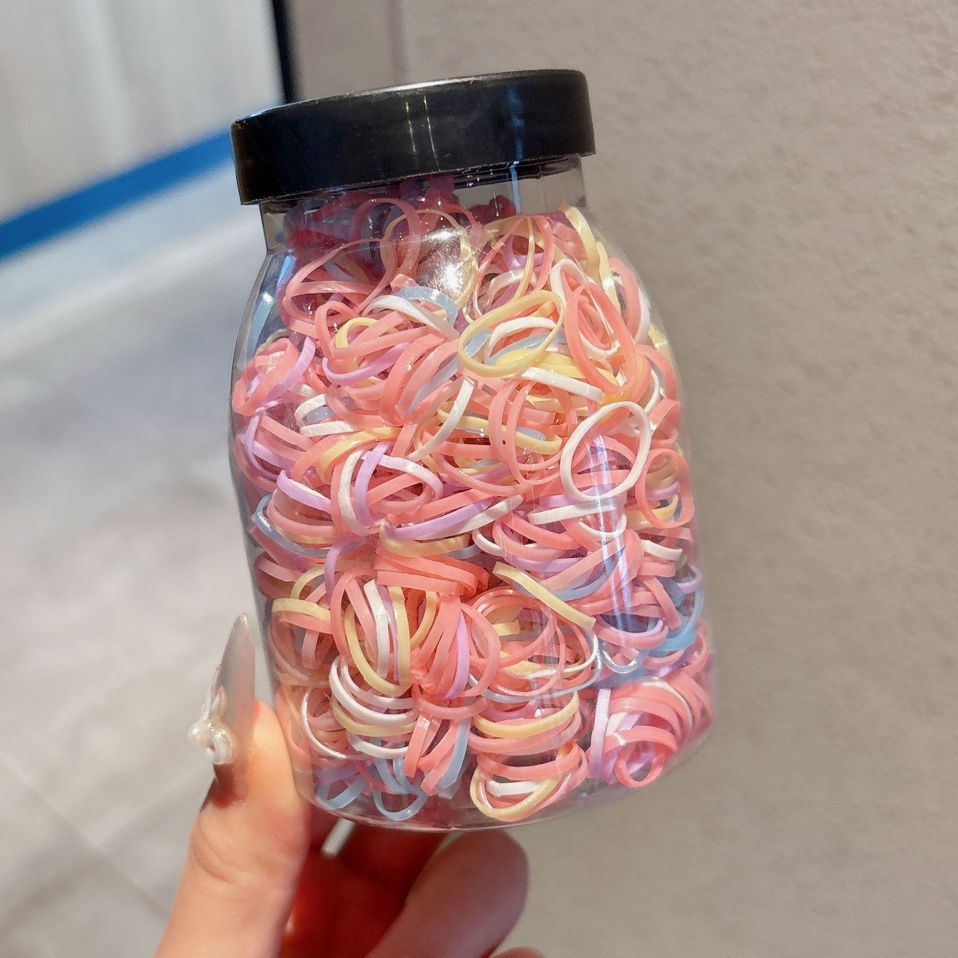 Niños desechables de alta elasticidad correa de goma negra para mujeres, cabello para niñas, anillo de cabello grueso para bebés, no lastimar el cabello elástico image 9