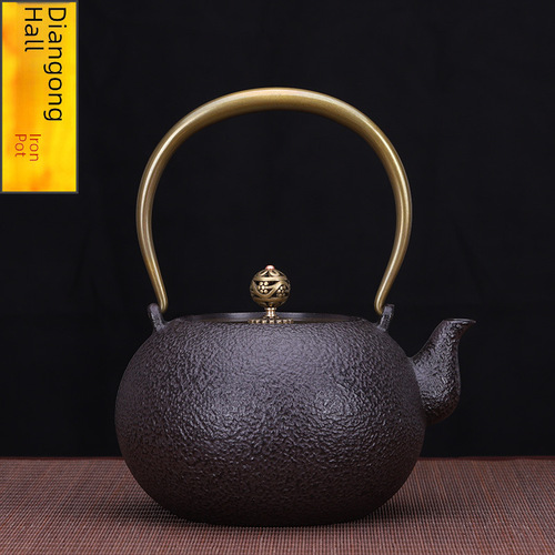 Classic Workshop Cast Iron Round Plain Teapot No Coating Japanese Cast Iron Pot Water Heater Electric Ceramic Cooker Tea Maker Tea Brewer
