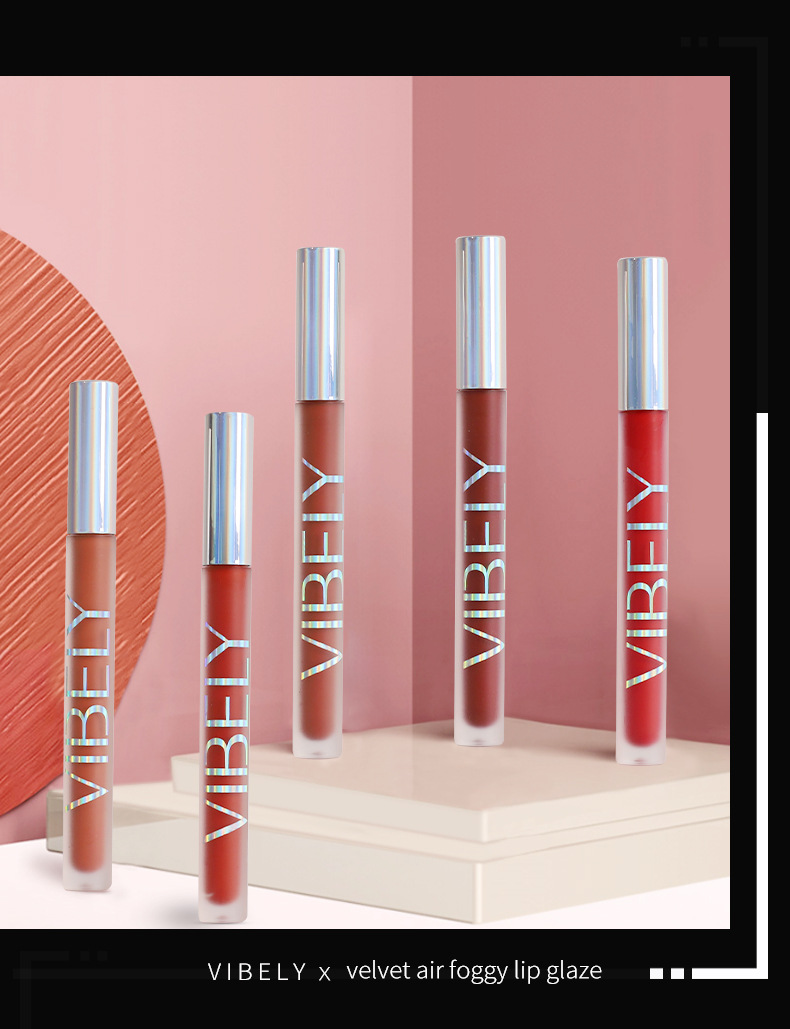 VIBELY Matte Air Lip Gloss Set, non-stick Cup Velvet Lip Gloss Five-piece Gift set for export Specification drawing
