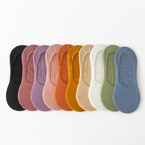 Women's pure cotton anti-slip non-slip socks summer thin white plain shallow mouth invisible socks anti-slip breathable