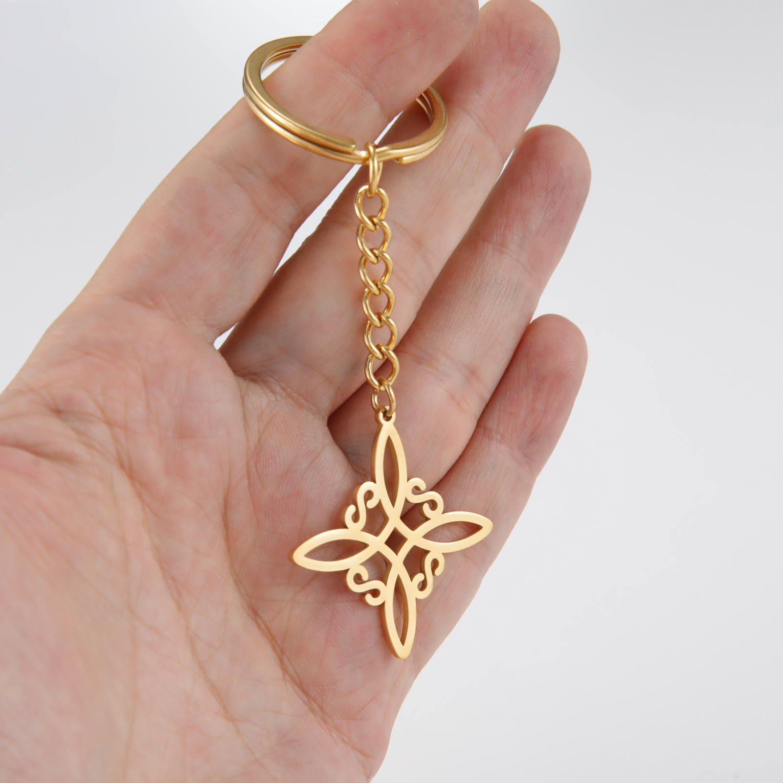 14g Weight Keychain Classification 1 Piece Quantity Daily Occasion Titanium Steel Material Witches Knot Pattern Women's Gender Simple Style Style Simple Style Witches Knot Titanium Steel Women's Bag Pendant Keychain 1