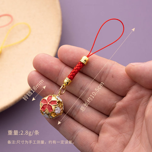 Woven jewelry pendants, colorful cloisonné bells, Chinese style lanyards, mobile phone lanyard accessories, short antique style pendants