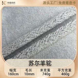 现货740g大熊苏尔毛绒面料仿羊羔绒布全涤颗粒毛绒布料外套布匹