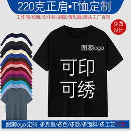 正肩t恤熠枫图案logo文化衫工作服220克纯棉河北光板跨境批发熠枫