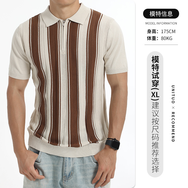 2026 verano hombre transfronterizo color de punto polo polo con collar de manga corta negocios europeos y estadounidenses de alta calidad ropa de hombre