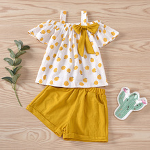 ins跨境外贸童装女童吊带小橘子两件套装童装外贸批发一件代发