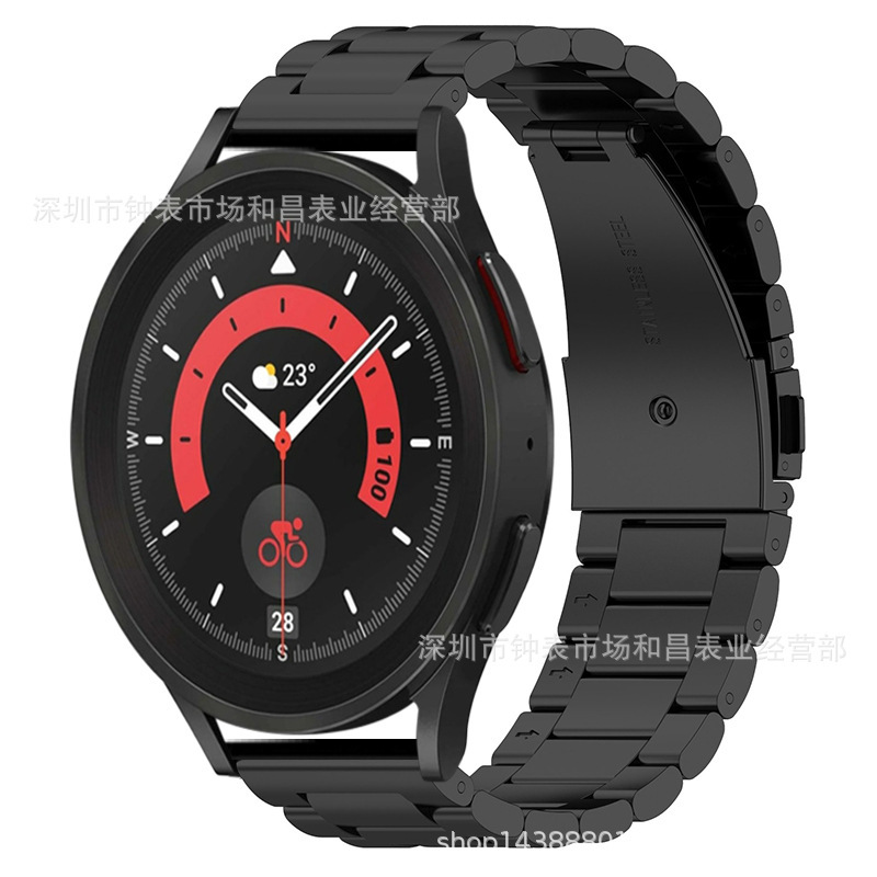 Suitable for Samsung Galaxy Watch 5 Pro 45/44/40mm three beads stainless steel chain metal strap Suitable for Samsung Galaxy Watch 5 Pro 45/44/40mm three beads stainless steel chain metal strap