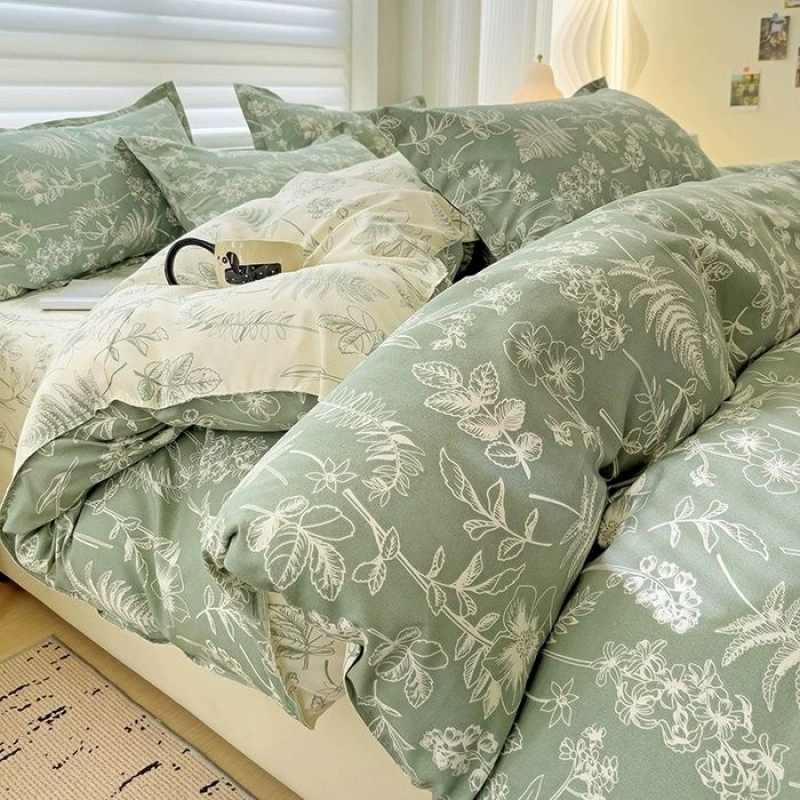 Класс А, чистый утолщенный, приятный для кожи, хлопковый комплект постельного белья из четырех предметов, пододеяльник, саржевая простыня, мультяшный комплект из трех предметов для общежития, оптовая продажа