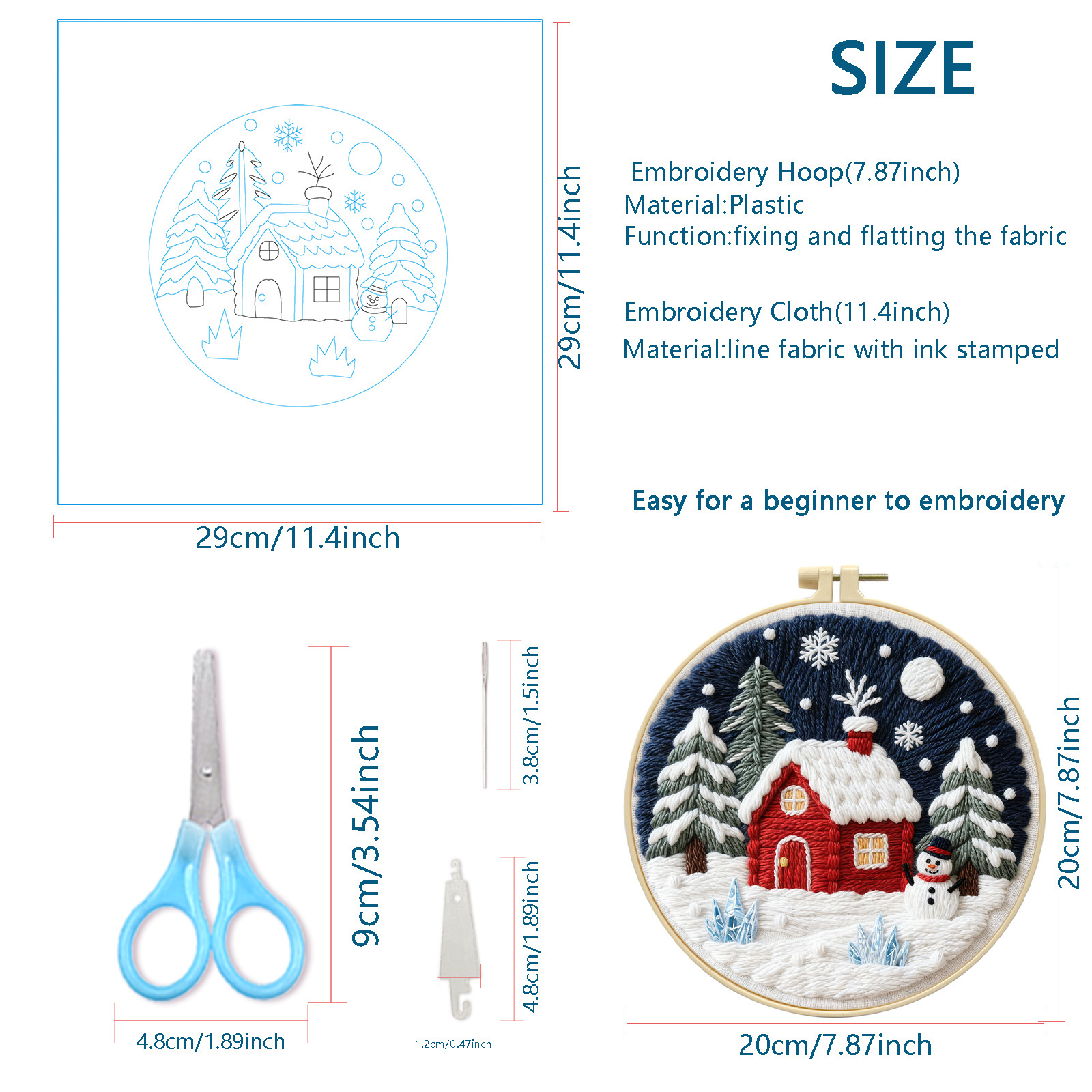 Amazonas bordado transfronterizo invierno lindo lindo invierno paisaje de nieve principiante paquete de materiales de bordado al por mayor