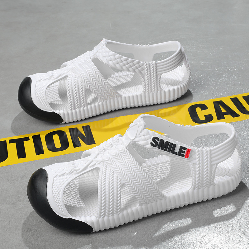 2025 sandalias nuevas transfronterizas para hombre, zapatos con agujeros de paja con suela gruesa, sandalias antideslizantes para deportes de deriva al aire libre