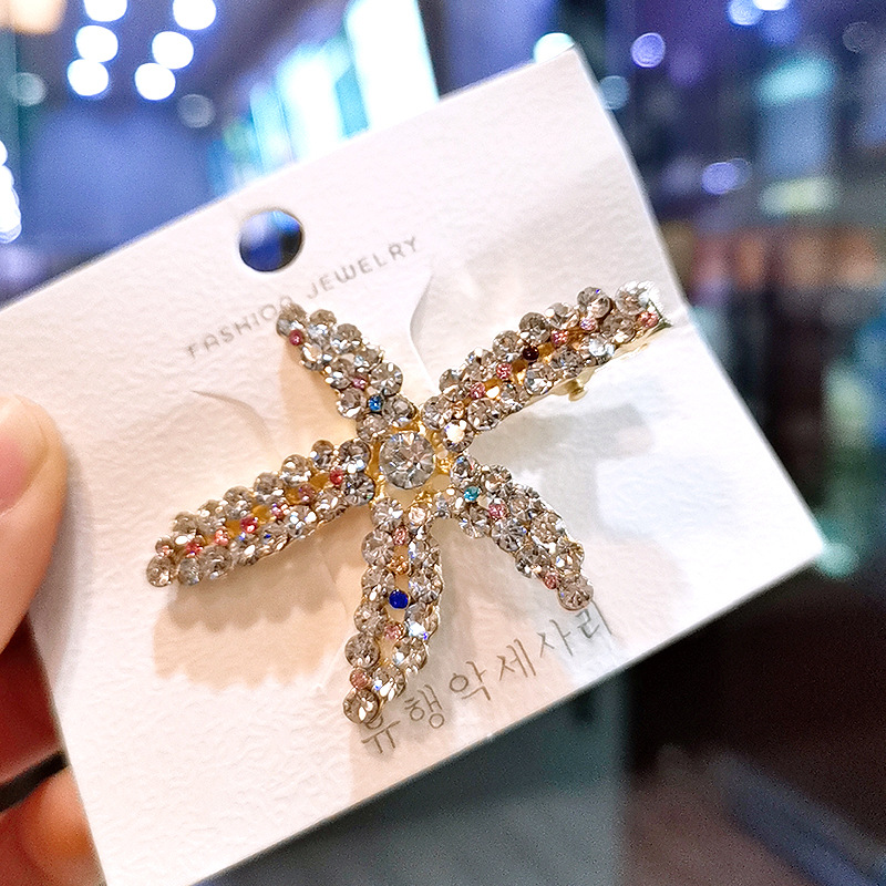 Vacation Women's Starfish Alloy Inlay Rhinestones Pearl Hair Clip display picture 2