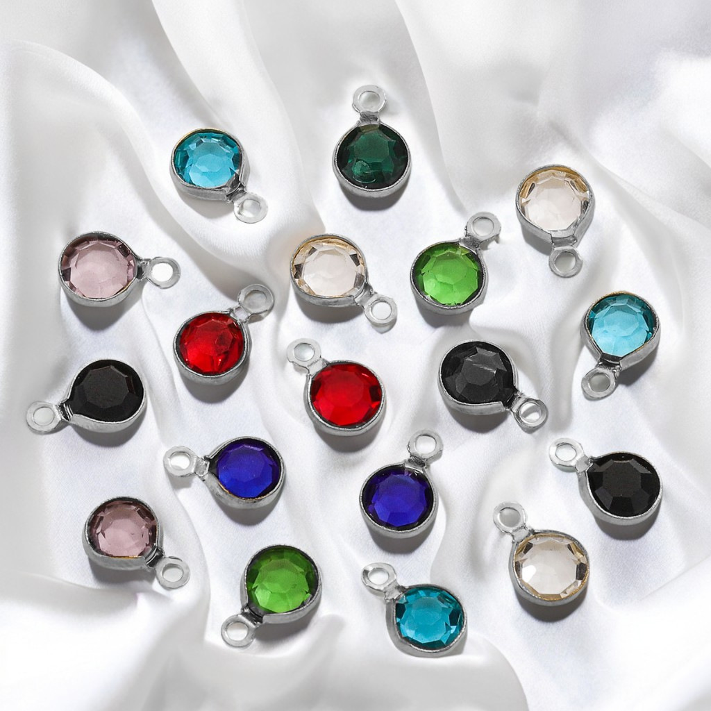 Accesorios redondos de acero inoxidable de color simple conector de cristal DIY joyería cadena collar de pulsera redonda