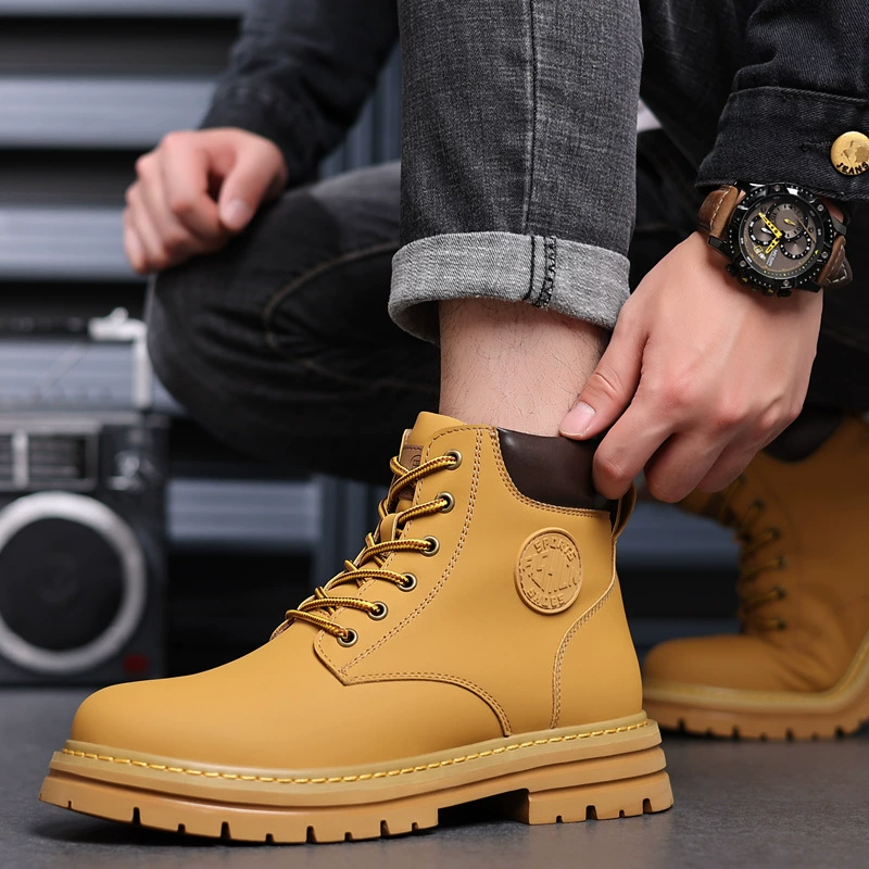 Hornet, желтый ботинки, автомобильная обувь на толстой подошве, круглая головка, удобная мужская обувь