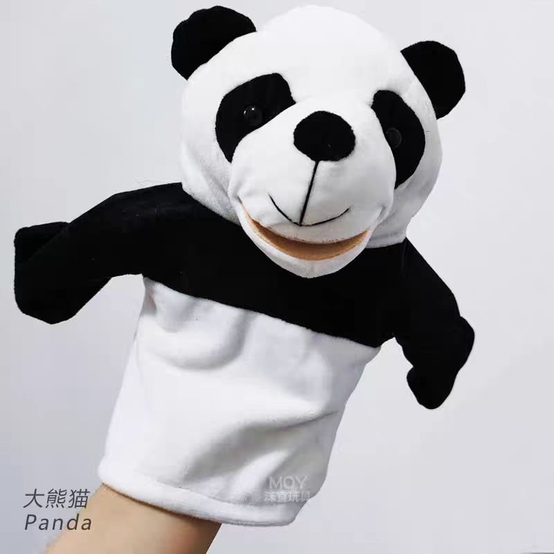 Boca abierta animal de dibujos animados de peluche marioneta de mano de juguete entre padres e hijos boca puede mover una variedad de estilos transfronterizos en stock lote mixto