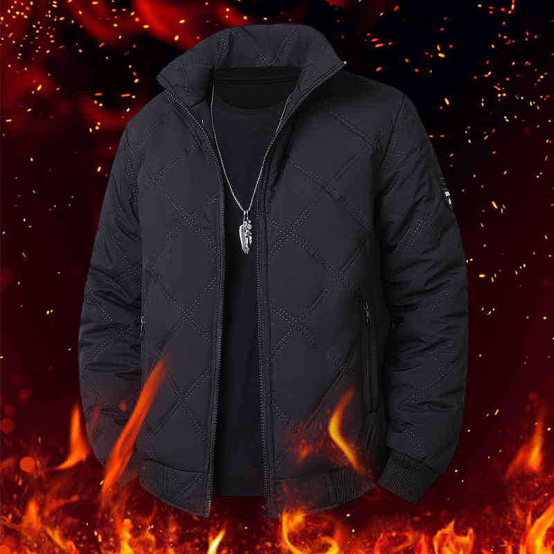 2026 New Cross-Border Winter Fleece-Lined Jacket for Middle-Aged and Elderly Men, Thickened Baseball Collar, Casual Wide