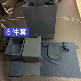 欧美时尚藏青色盒子抽绳布袋卡片擦银布项链耳钉戒指手环手链通用