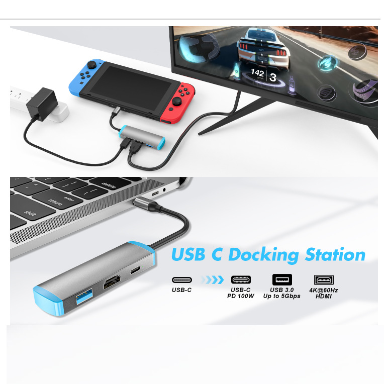 Switch 2 convertidor de video de aluminio HDMI   PD 100 W   USB 3.0 4K 60H