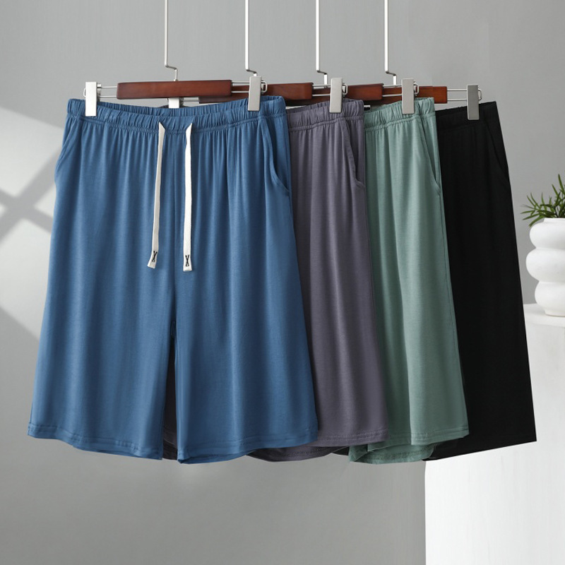 Men's Casual Shorts Summer Modal Loose Slimming Wide Leg High Waist Pajama Pants Outwear Household Men's Five-point Pants