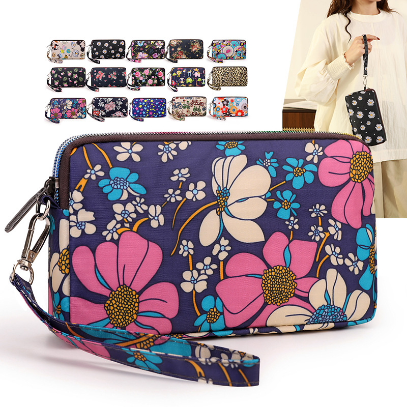 Mayorista bolso de teléfono móvil grande una sola capa cremallera larga bolso de cambio de mujer bolso de mano bolso de cambio de llaves color