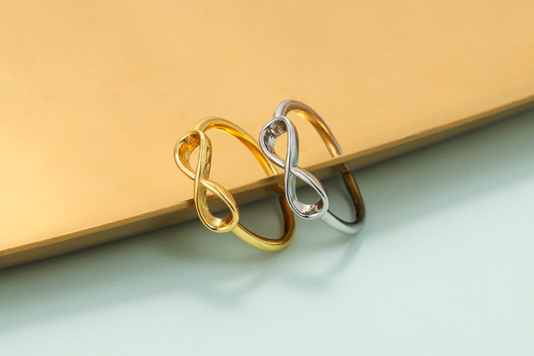 No Inlaid Inlay Material Foreign Trade Fashion Inverted Figure 8 Ring Temperament Simple Opening Adjustable Ring Minimalist Plain Ring