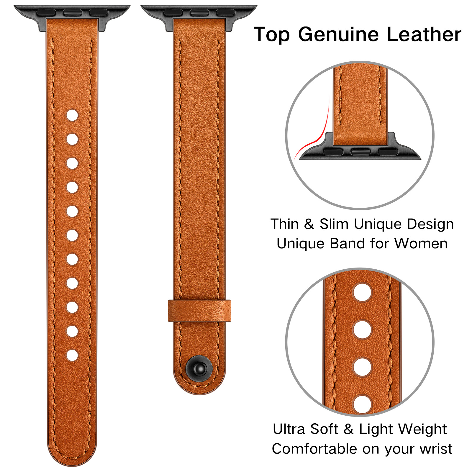 18g Weight Apple watch watchband Classification Genuine leather Material Solid Color Pattern Retro Style Retro Solid Color Apple Watch Watchband 31