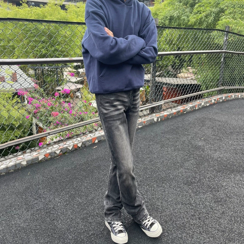 Американская высокая улица VIBE Fengxian Washing Black Gray Vintage517 текстура микро-эластичные Slim джинсы мужские