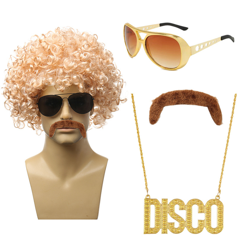 베이지 팬 + 황금 안경 다크 브라운 수염 DISCO