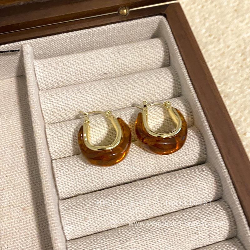 秋冬复古港风虎眼石耳钉女2025新款高级感独特耳环小众设计耳饰品|undefined