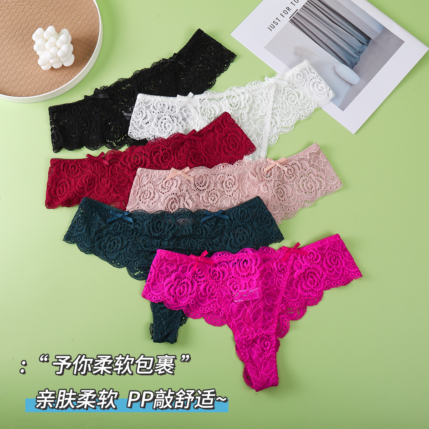 Otoño de la nueva mujer sexy encaje panties transpirables de cintura baja mujer triangles multicolores europeas y americanas panties