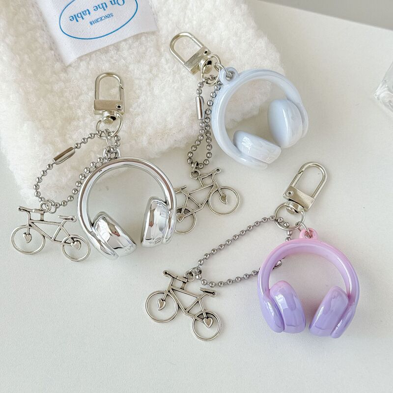 Cross-Border Ins Style Headphone Shape Mobile Phone Chain Personalized Backpack Pendant Bicycle Keychain Creative Pendant Wholesale