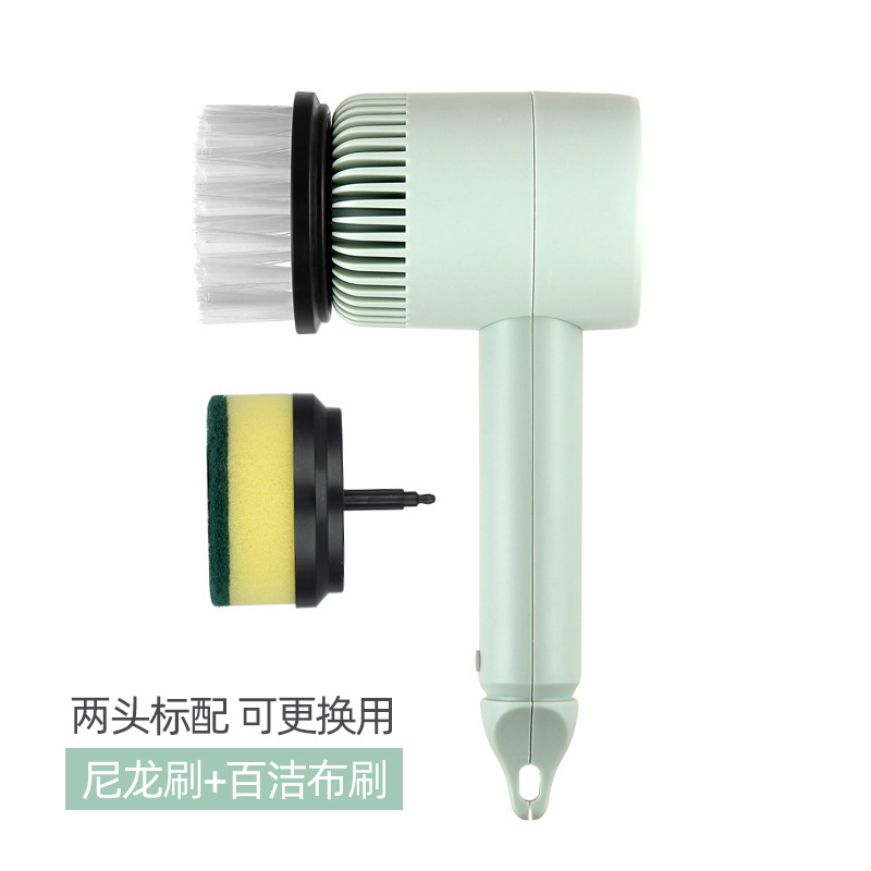 Cepillo de limpieza eléctrico transfronterizo para uso doméstico, cepillo de cocina multifuncional con cabezales de cepillo reemplazables, herramienta para lavar platos y ollas, máquina cepilladora manual.