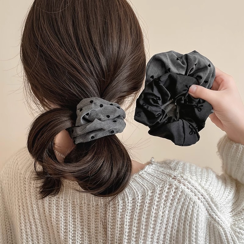 新しい水玉模様のヘアゴム、ファッショナブルなラブポニーテール、レトロなリボンボールヘアロープヘッドバンド|undefined
