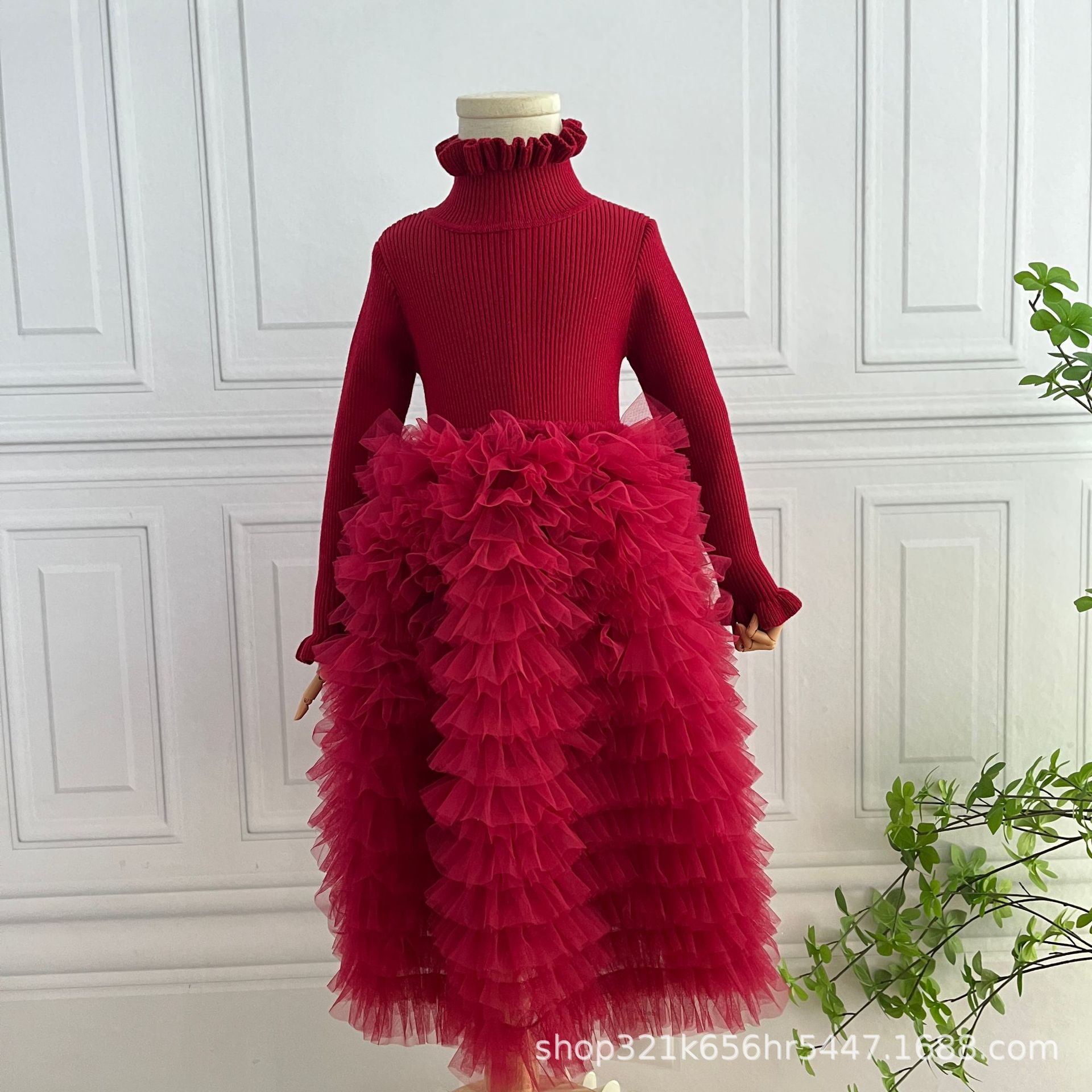 Niñas ropa de Año Nuevo suéter de Navidad vestido de niña malla pettiskirt cumpleaños princesa vestido ESTILO OCCIDENTAL