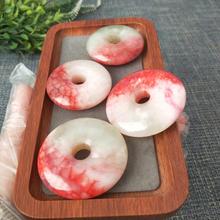 半红半白款岫玉平安扣吊坠 玉器玉石平安扣挂件 可珠宝电商直播用