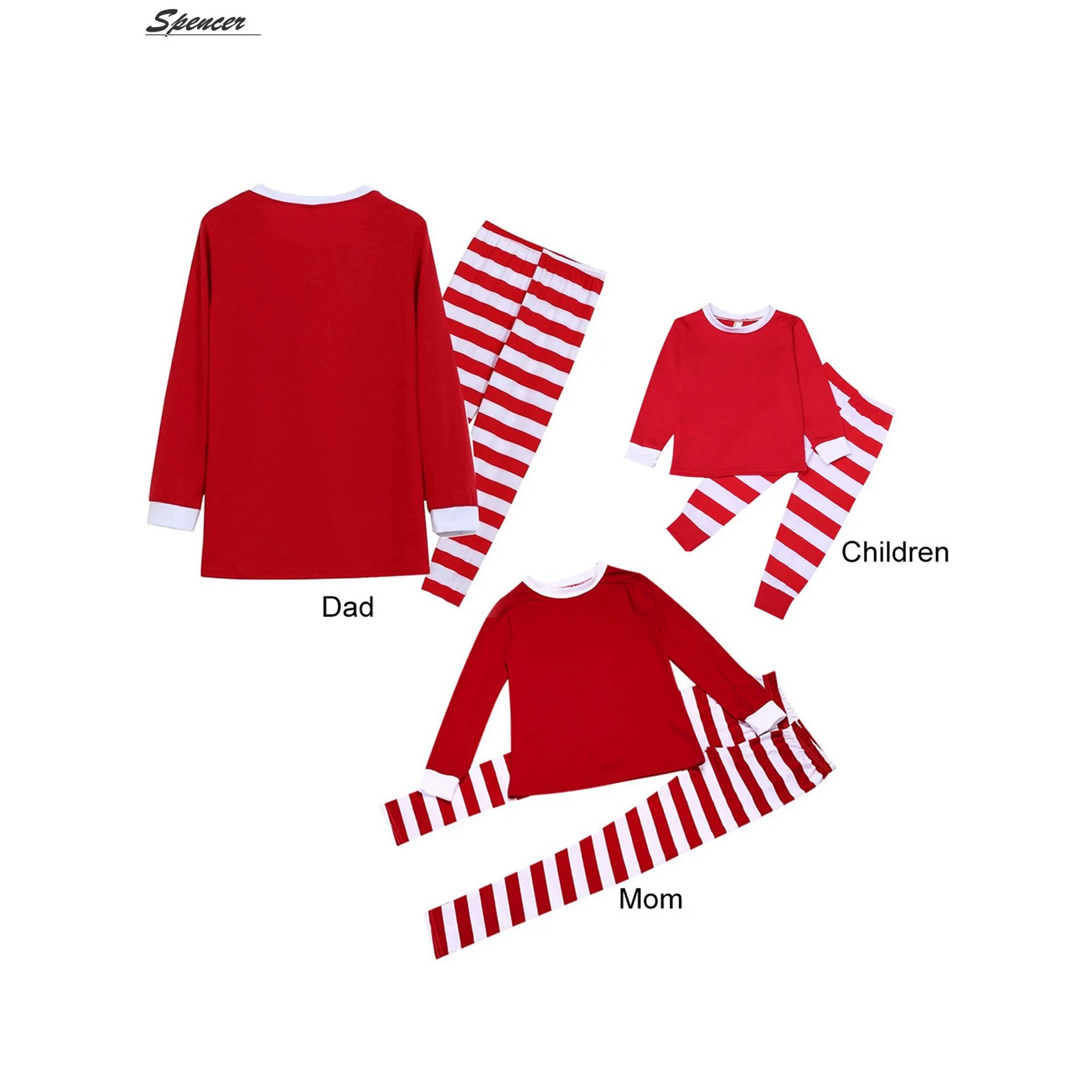 Christmas family pajama set, European style, matching parent‑child striped sleepwear