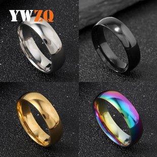 Cross-border stainless steel jewelry simple bright surface 6mm inner and outer arc plain ring titanium steel ring couple Ring Ring