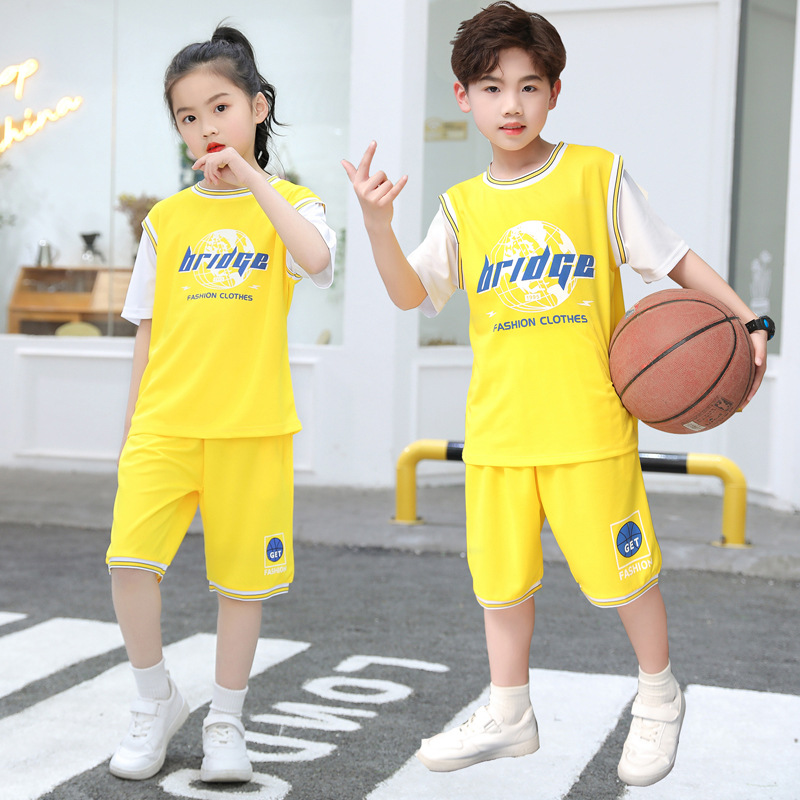 Children's Basketball Suit Summer Short-sleeved Shorts Boys and Girls Quick-drying Two-piece Set Children's Football Sports Tide
