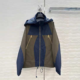 深圳南油25秋冬款时髦帅气撞色拼接连帽抽绳宽松显瘦夹克风衣外套
