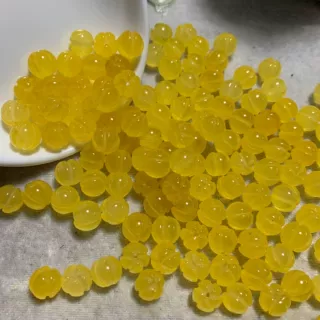 8mm黄玉南瓜珠散珠圆珠 diy玉石饰品配饰玉石手链项链配件批发